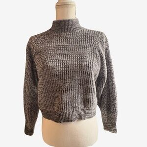 ABound Marled Gray Mock Neck Knit Sweater | 100% Cotton | Size Medium